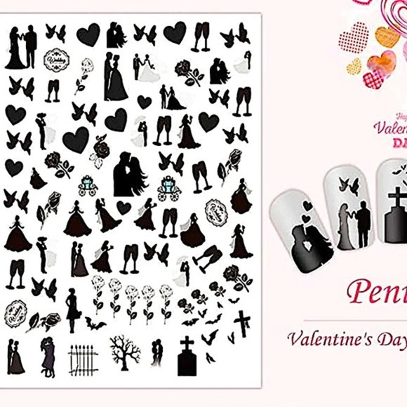 nail decals Other - 💌BO/GO$6 Valentine’s Day Nail Sticker Decals hearts love wedding